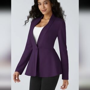 HALARA  Neck Single Front Work Peplum Jacket EUC